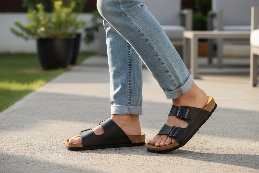 ADOLFO Sandals with Genuine Leather Insole & Real Cork Outsole