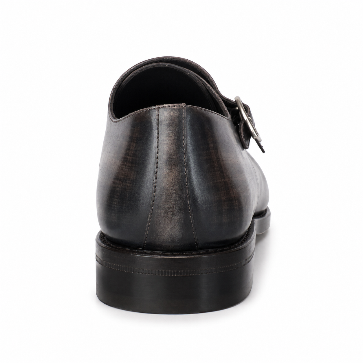 Regal Men's Grey Hand-Scratched Leather Double Monk Strap Cap Toe