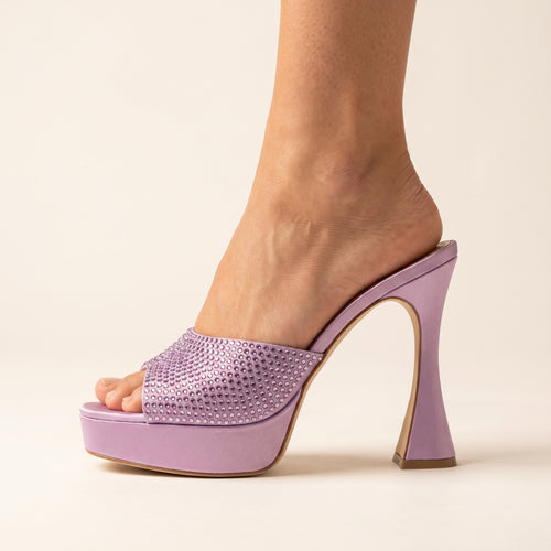Lady Godiva Lilac Rhinestone Platform Mules
