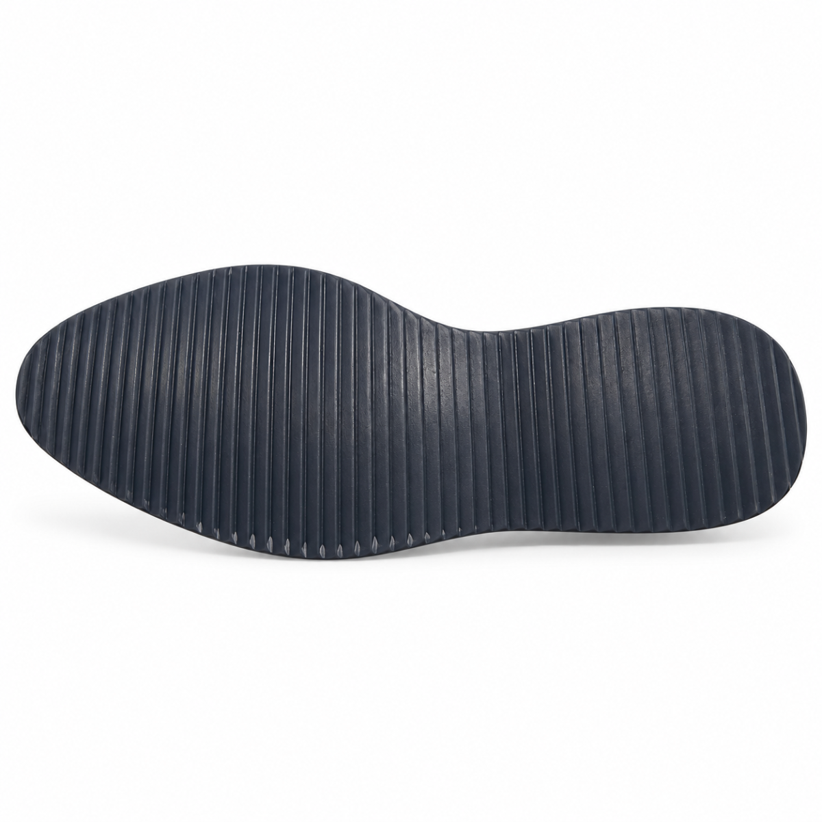 The textured BLUE  rubber outsole of a shoe, shown from a top-down view on a white background.