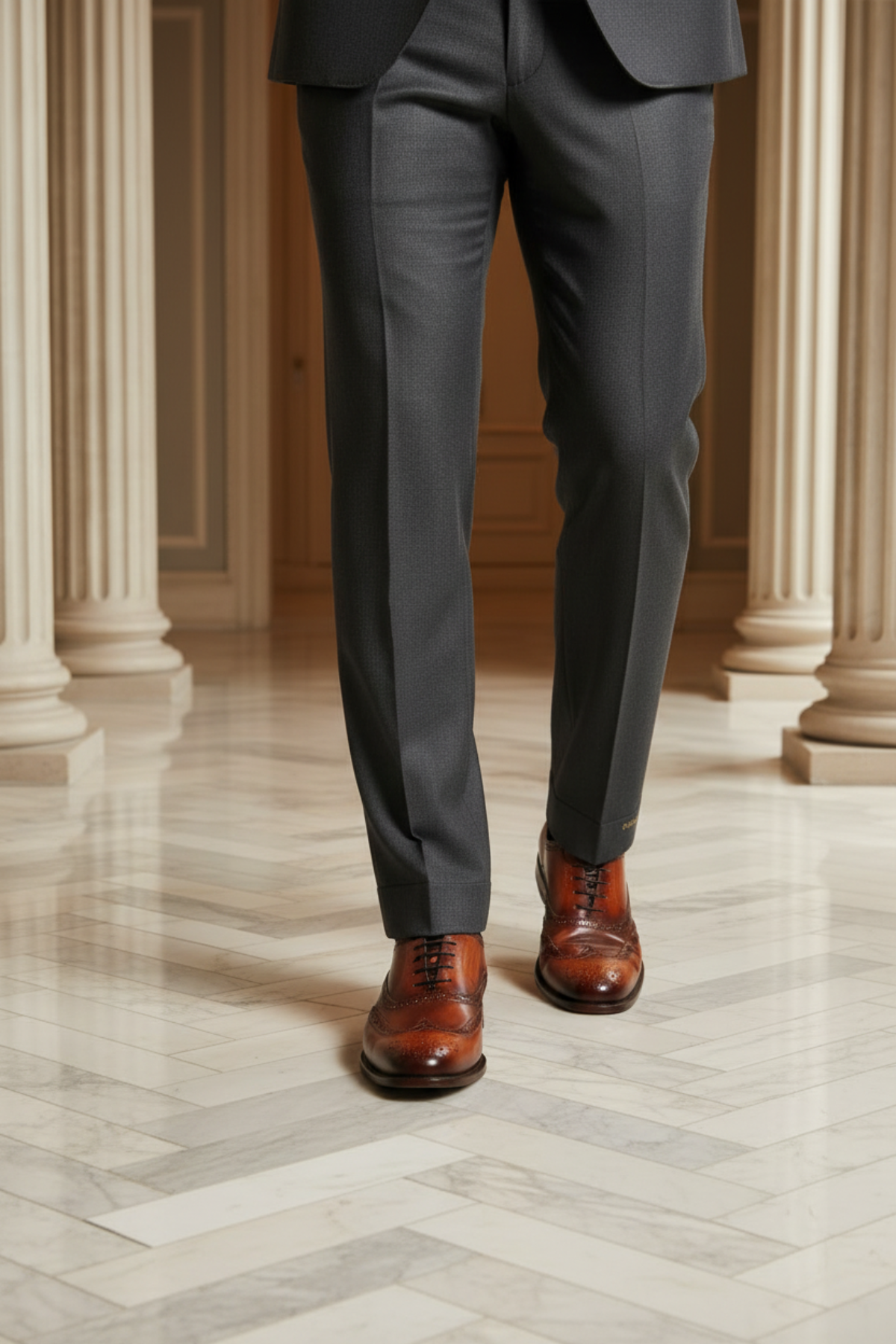 MAN  WALKING WEARING THE  DRESS SHOES