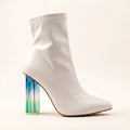 White Boot with colorful heel 