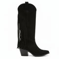 Lady Godiva Zuri Suede Fringe Western Boot